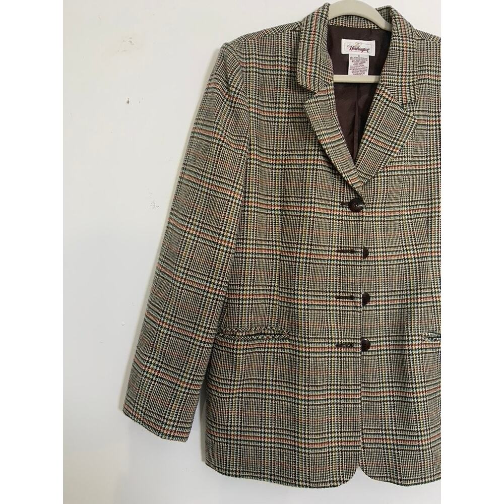Vintage Worthington Houndstooth Plaid Blazer Womens Size 12 Gingham Academia